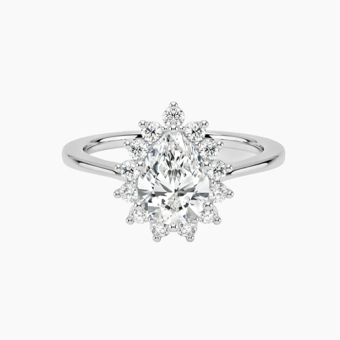 Soraya Pear Designer Diamond Ring Setting in 14K White Gold