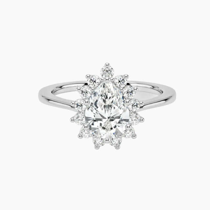 Soraya Pear Designer 2 Carat Lab Grown Diamond Engagement Ring in 14K White Gold