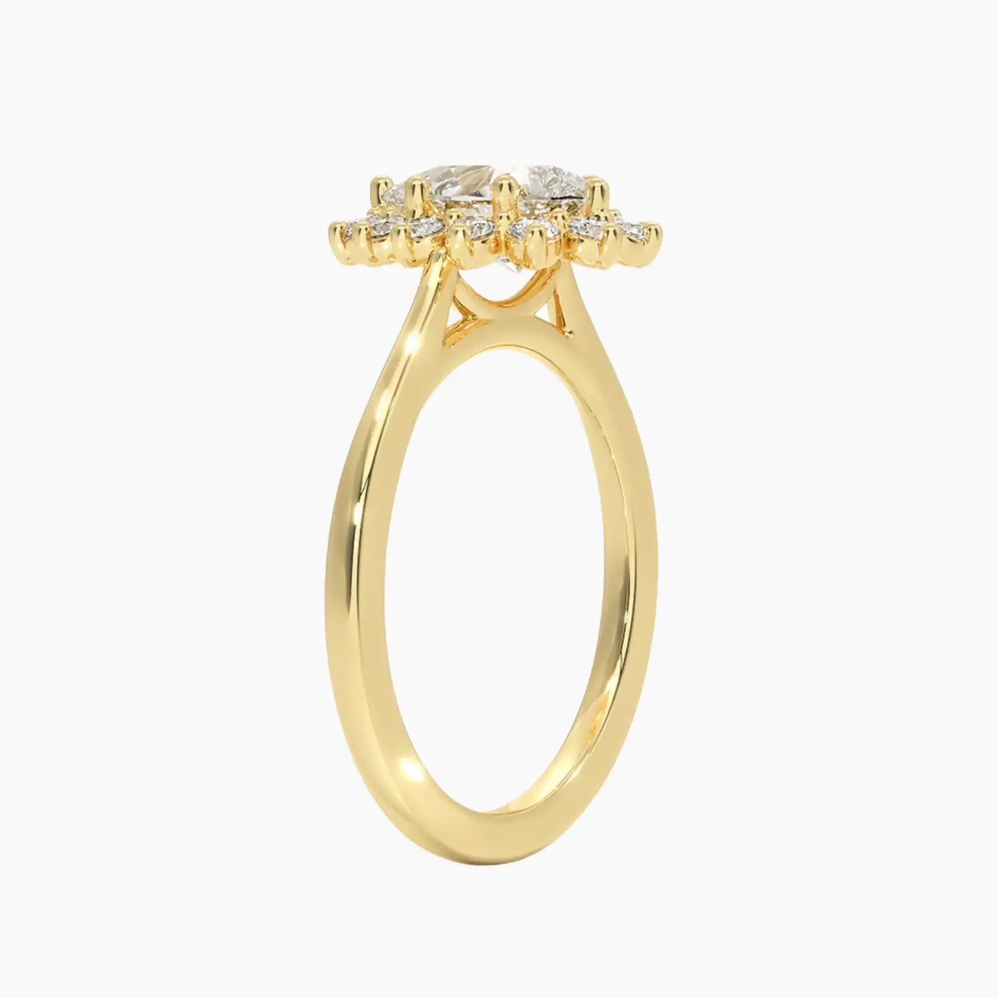 Soraya Pear Designer 2.5 Carat Lab Grown Diamond Engagement Ring in 18K Yellow Gold