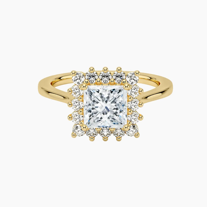 Soraya Princess Designer 3 Carat Lab Grown Diamond Engagement Ring in 18K Yellow Gold