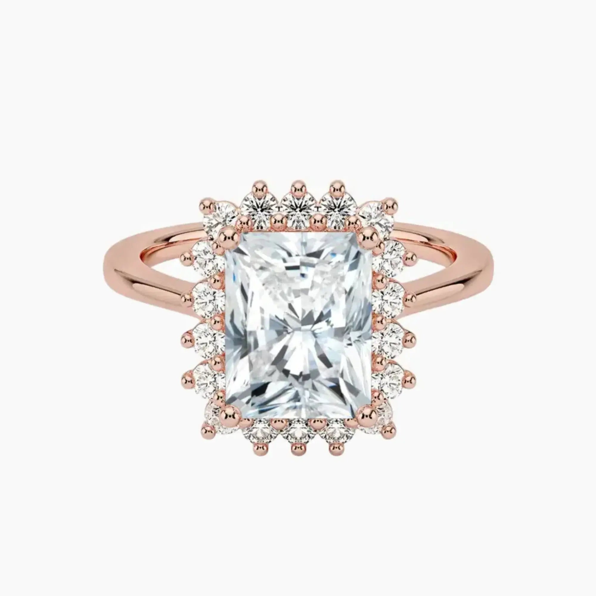 Soraya Radiant Designer 3 Carat Lab Grown Diamond Engagement Ring in 14K White Gold