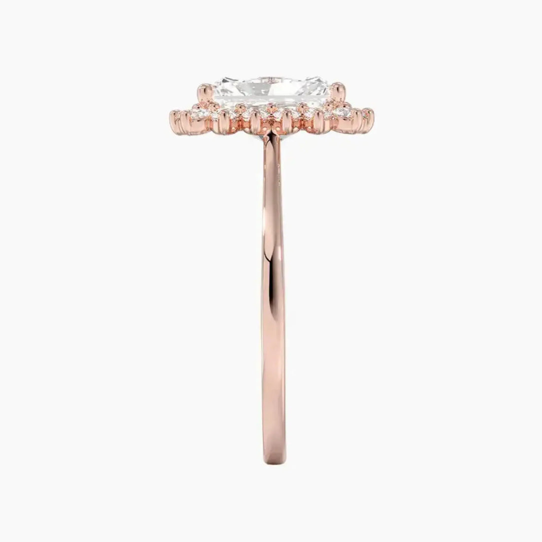 Soraya Radiant Designer Diamond Ring Setting in 14K Rose Gold