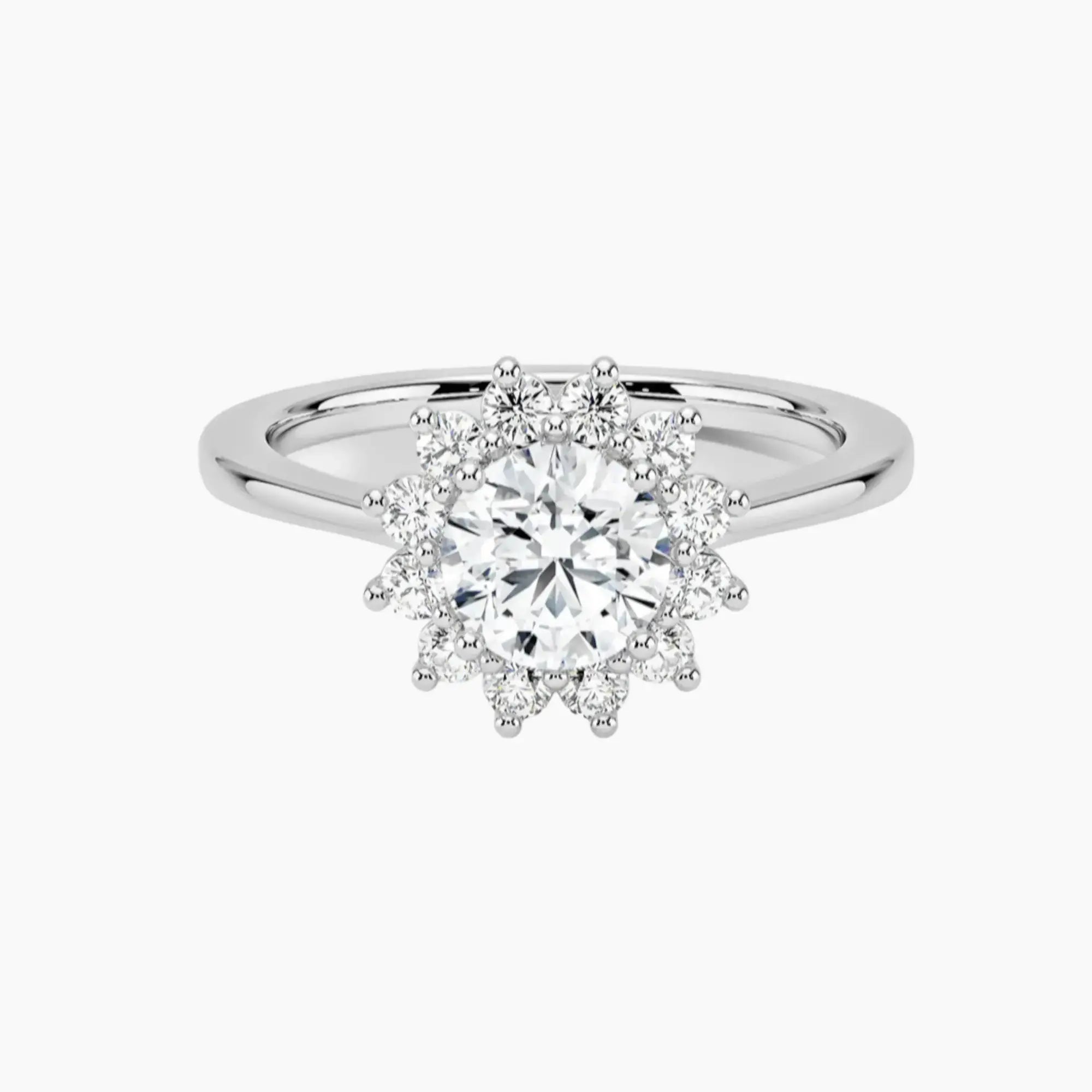Soraya Round Designer 1 Carat Lab Grown Diamond Engagement Ring in 18K White Gold