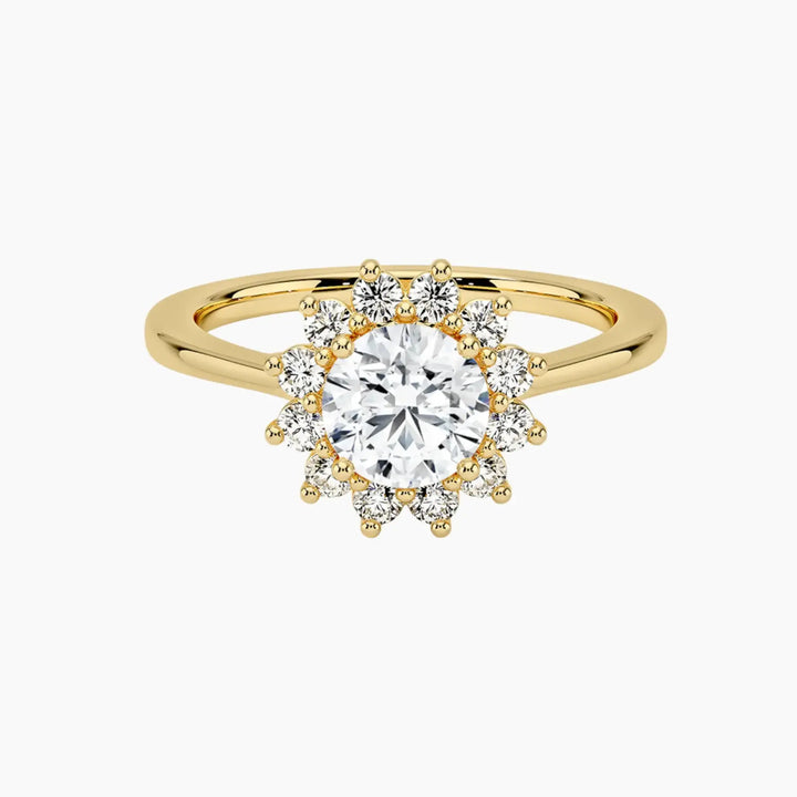Soraya Round Designer 2.5 Carat Lab Grown Diamond Engagement Ring in 14K Yellow Gold