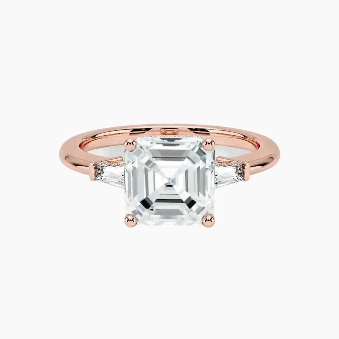 Nyx Asscher Hidden Halo 3 Carat Lab Grown Diamond Engagement Ring in 18K White Gold