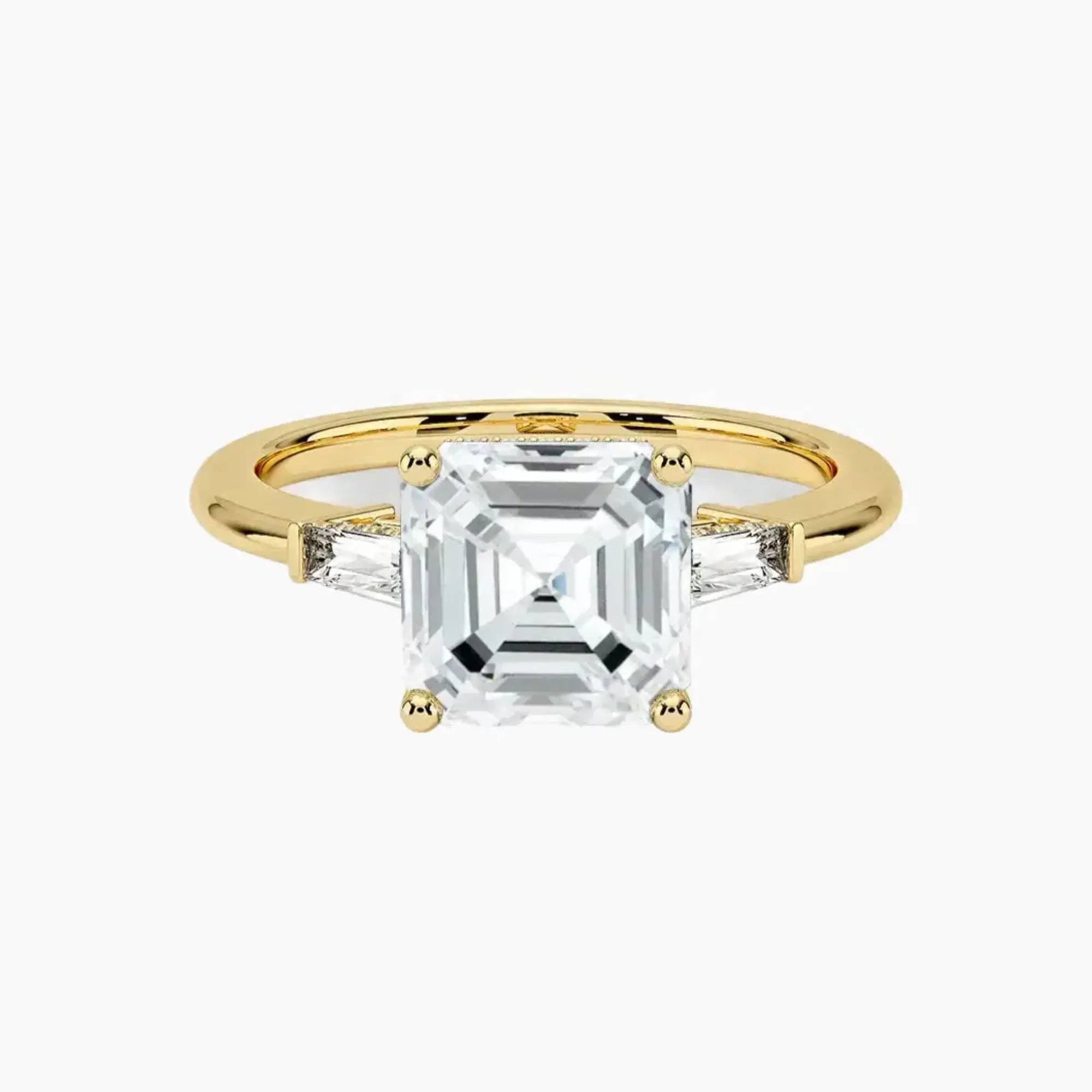 Nyx Asscher Hidden Halo Diamond Ring Setting in 18K Yellow Gold
