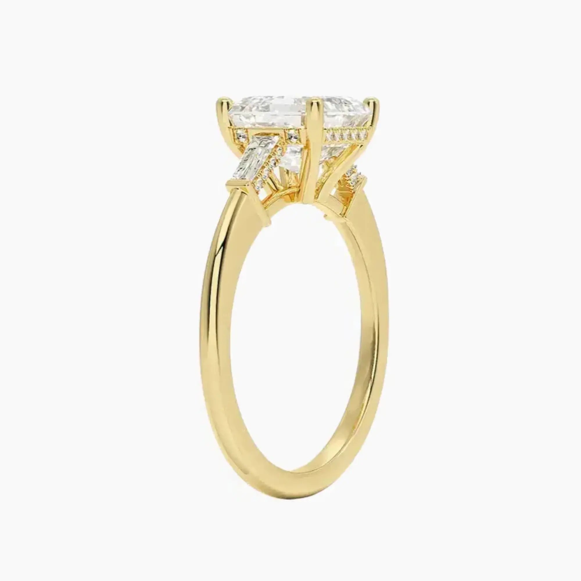 Nyx Asscher Hidden Halo 3 Carat Lab Grown Diamond Engagement Ring in 14K Yellow Gold