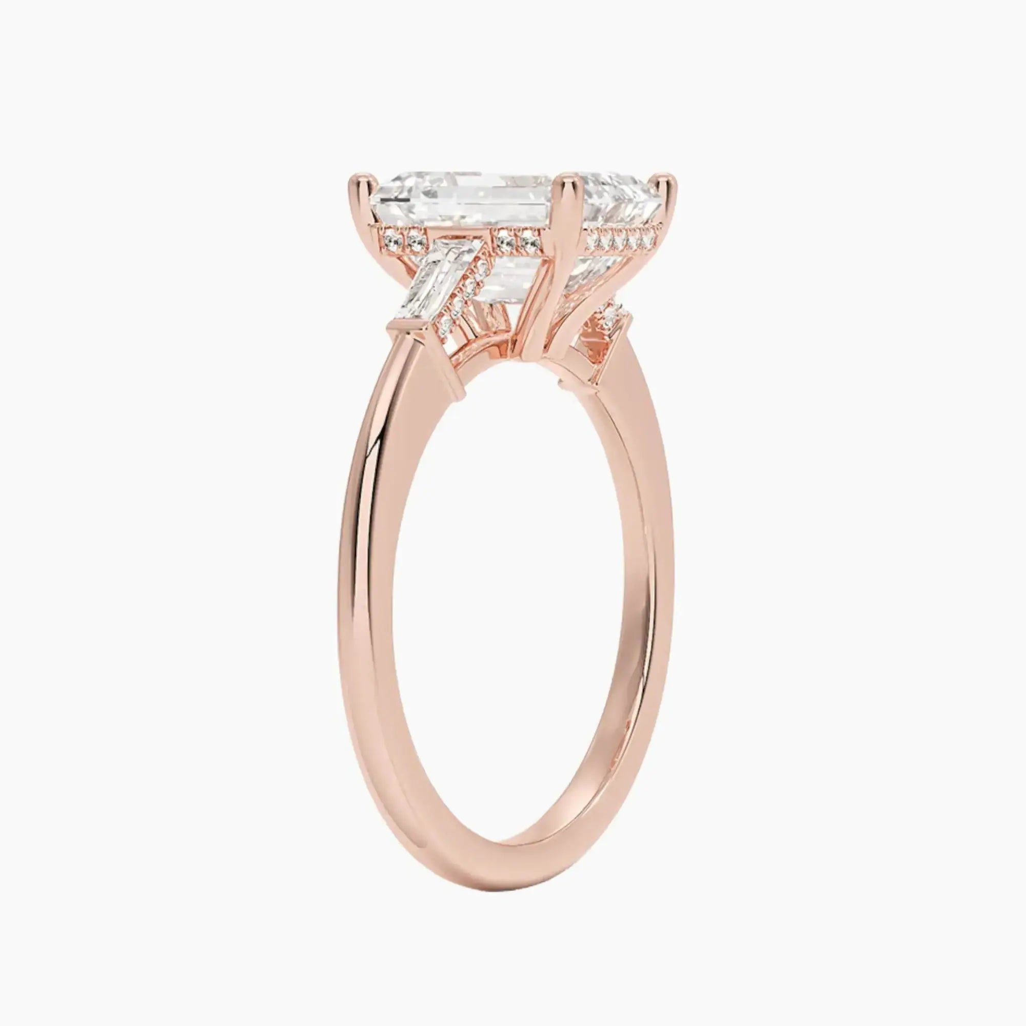 Nyx Emerald Hidden Halo 1 Carat Lab Grown Diamond Engagement Ring in 14K Rose Gold