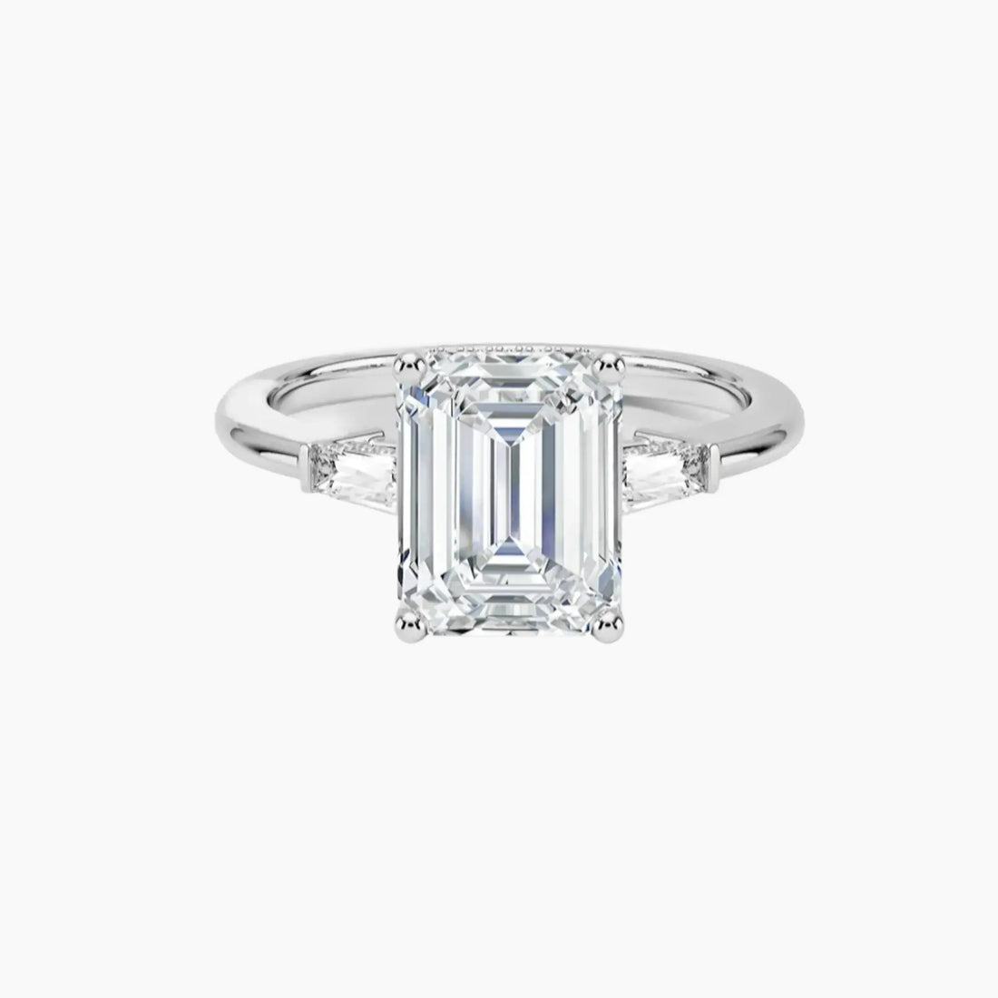Nyx Emerald Hidden Halo 2 Carat Lab Grown Diamond Engagement Ring in 18K White Gold