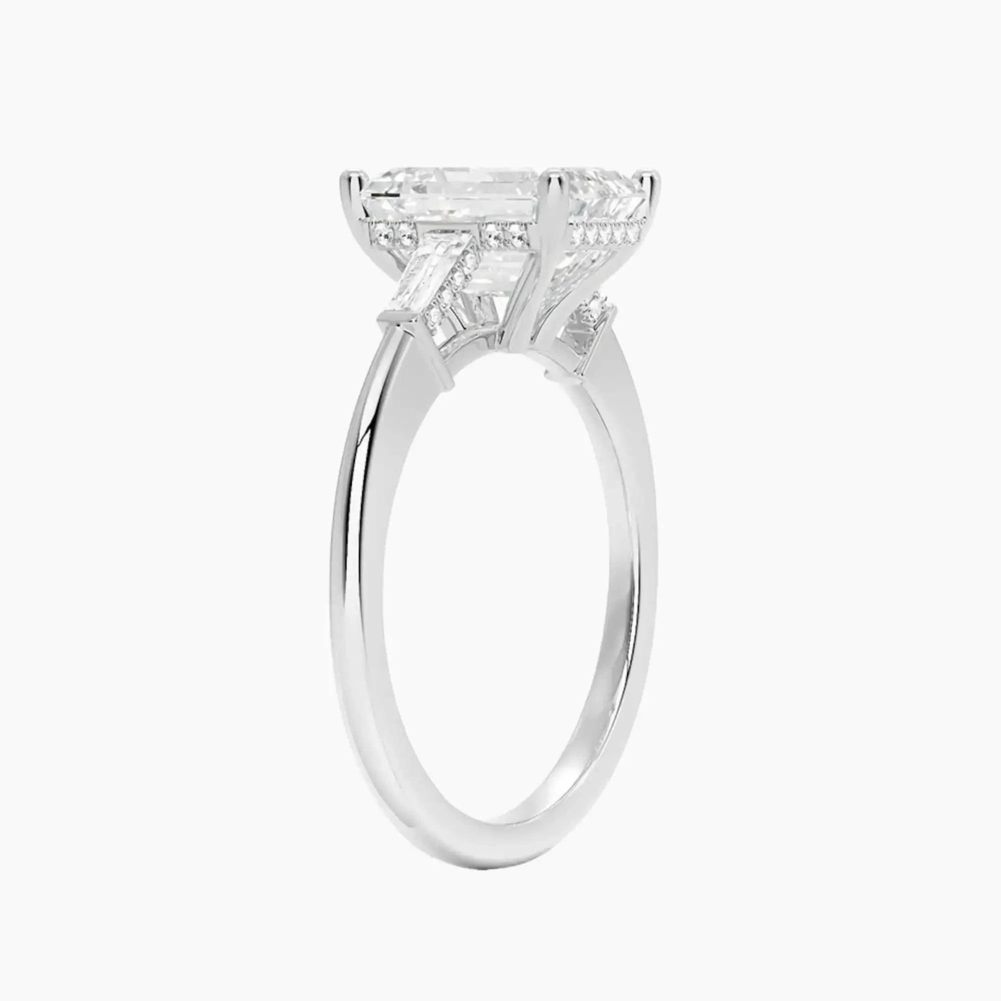 Nyx Emerald Hidden Halo 2 Carat Lab Grown Diamond Engagement Ring in 14K White Gold