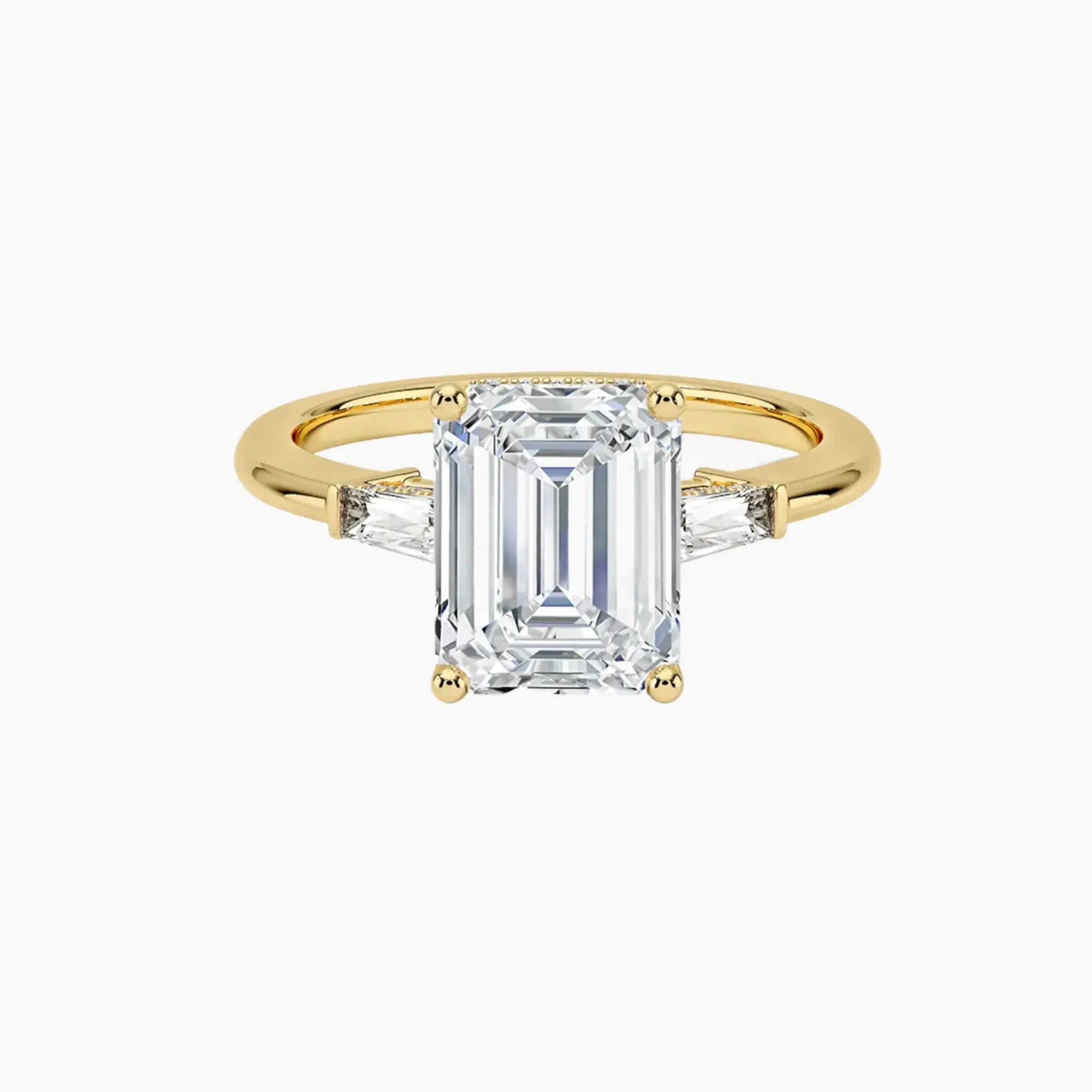 Nyx Emerald Hidden Halo 1 Carat Lab Grown Diamond Engagement Ring in 14K Yellow Gold