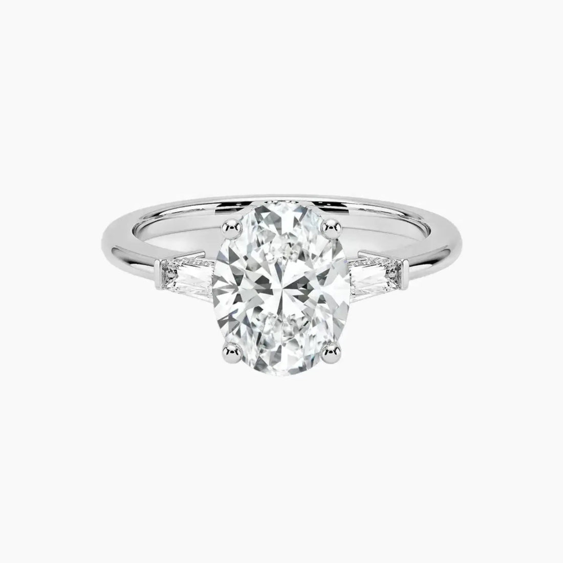 Nyx Oval Hidden Halo 3 Carat Lab Grown Diamond Engagement Ring in 18K White Gold