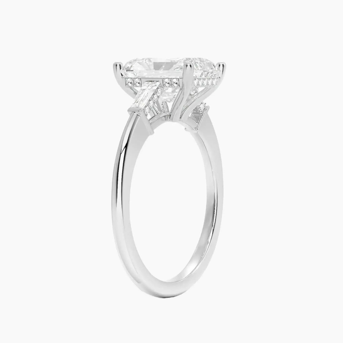 Nyx Radiant Hidden Halo 3 Carat Lab Grown Diamond Engagement Ring in 18K White Gold