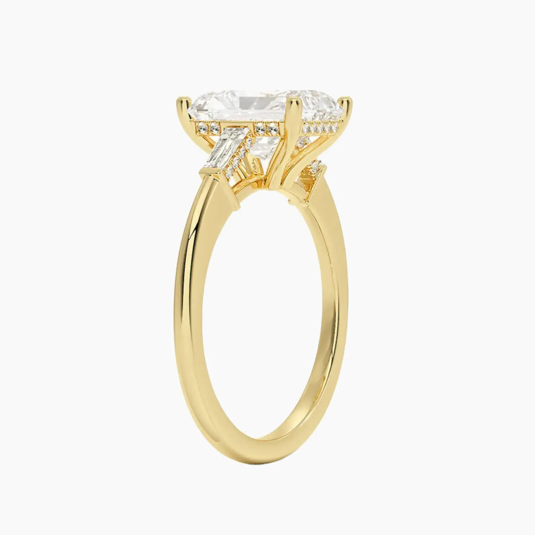 Nyx Radiant Hidden Halo Diamond Ring Setting in 18K White Gold