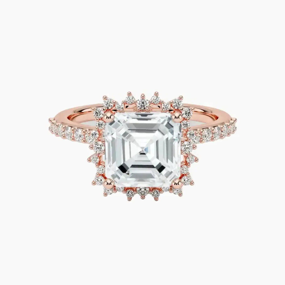 Coraline Asscher Designer 3 Carat Lab Grown Diamond Engagement Ring in 18K Yellow Gold