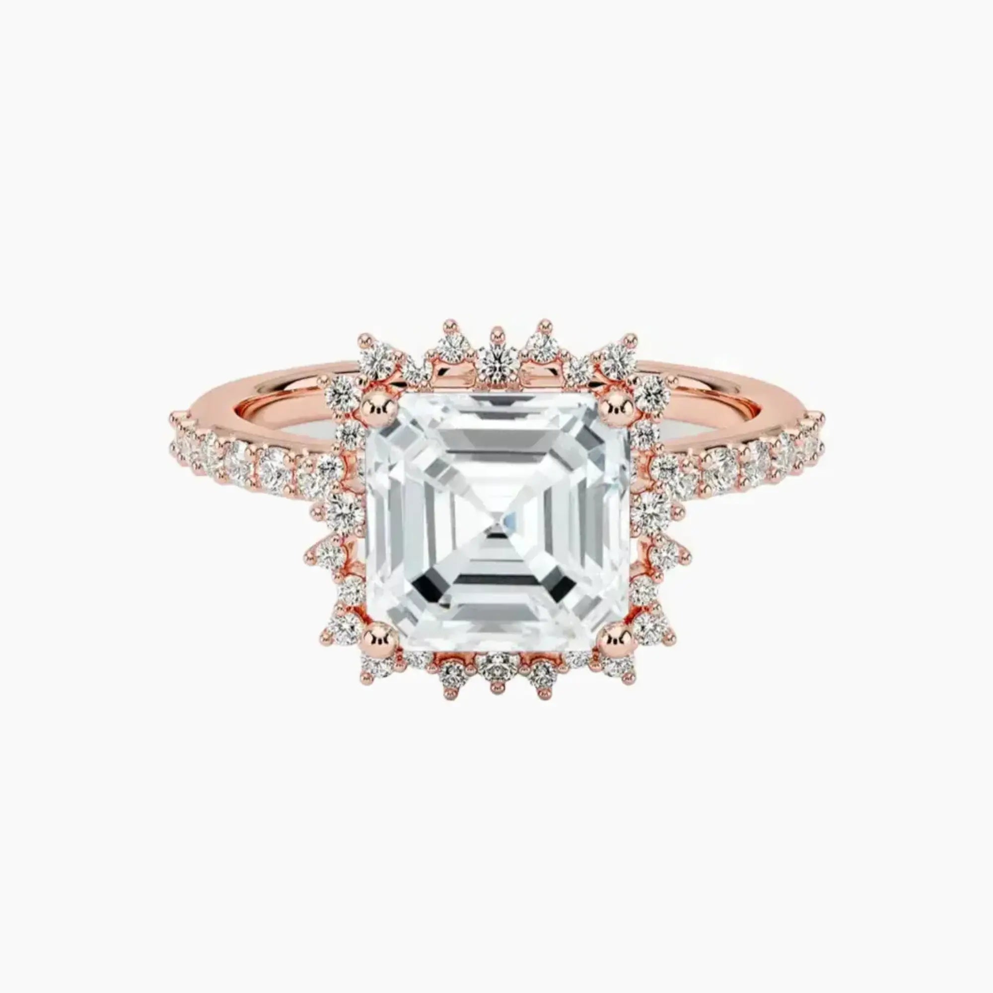 Coraline Asscher Designer 2 Carat Lab Grown Diamond Engagement Ring in 18K Rose Gold