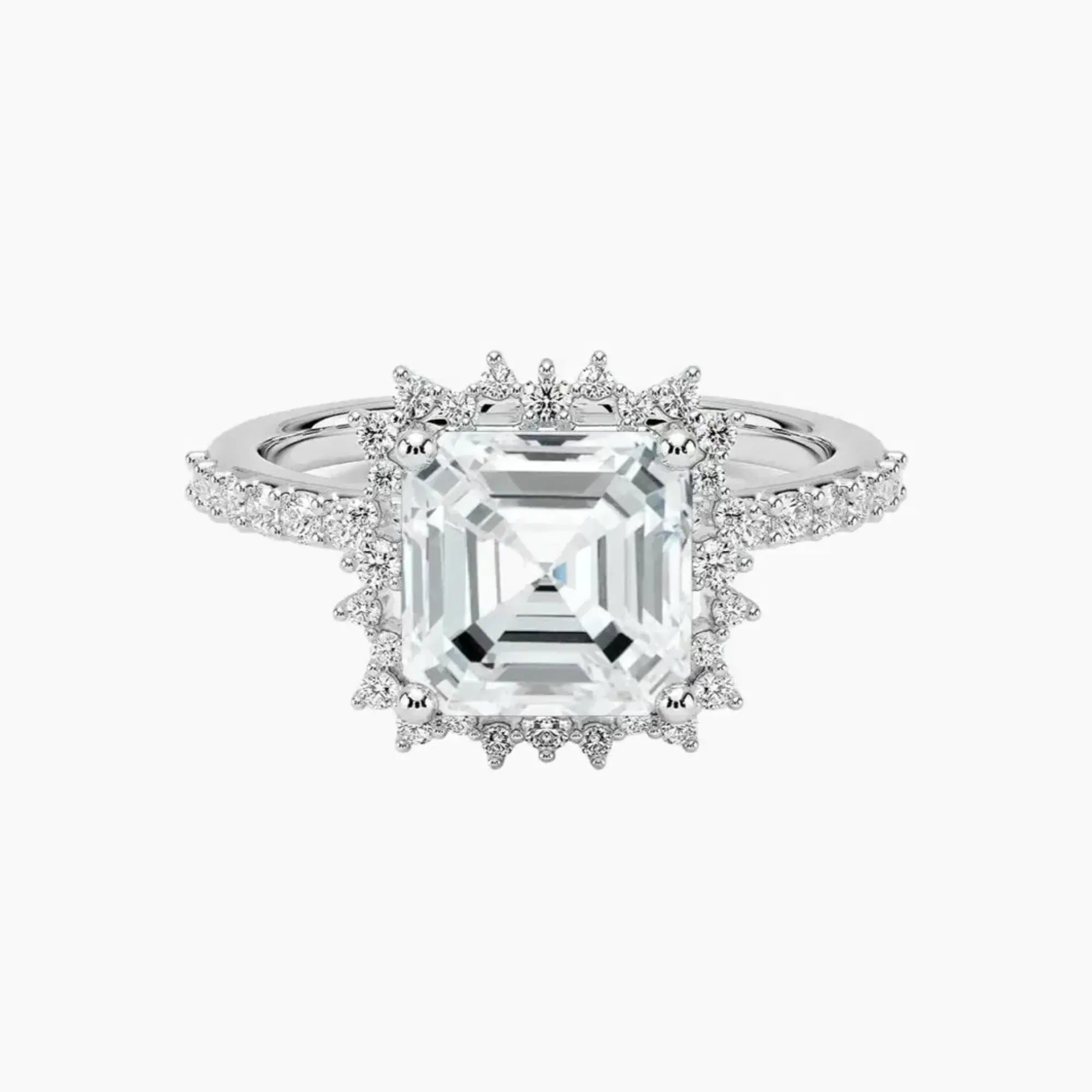 Coraline Asscher Designer 2 Carat Lab Grown Diamond Engagement Ring in 14K Rose Gold