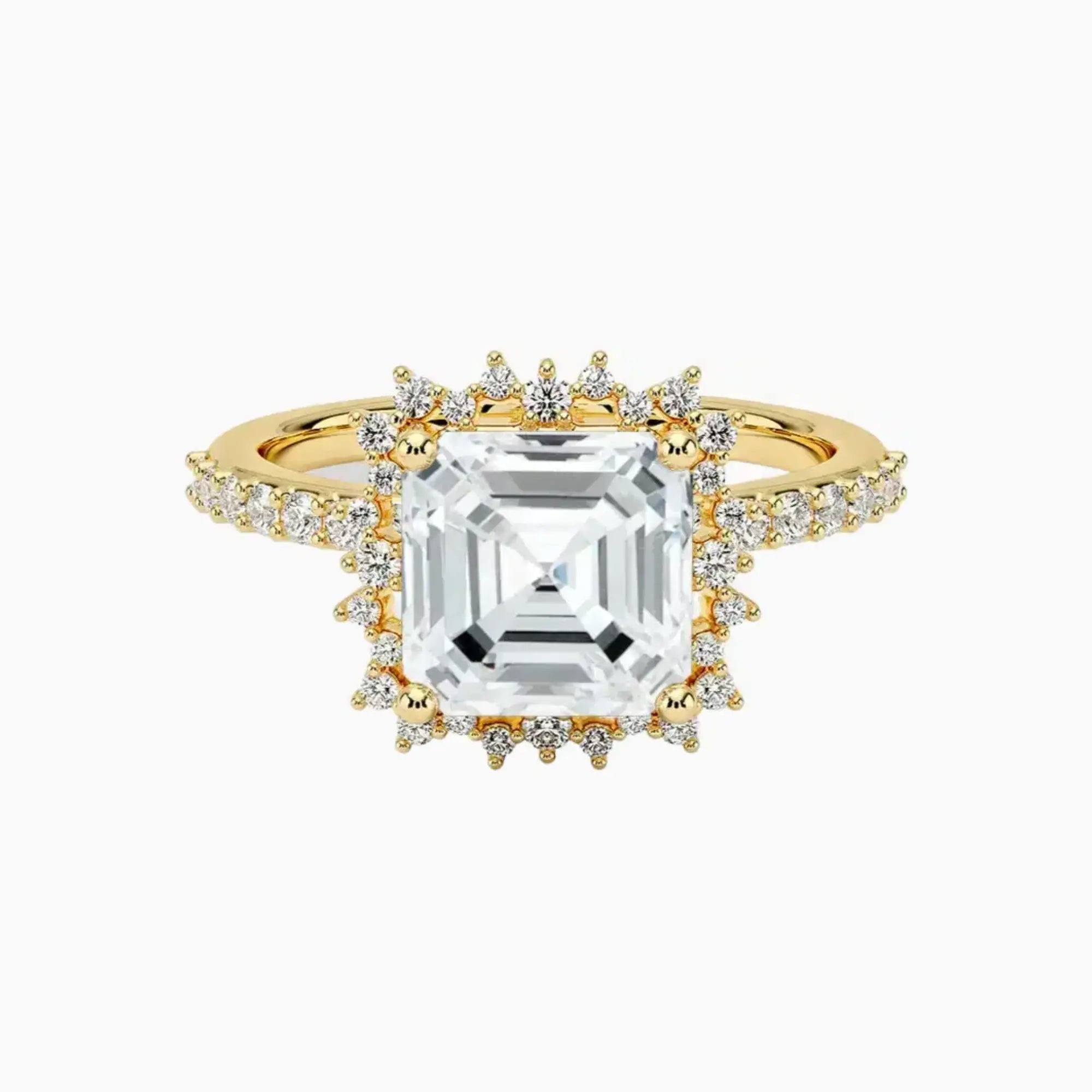 Coraline Asscher Designer 3 Carat Lab Grown Diamond Engagement Ring in 18K Yellow Gold