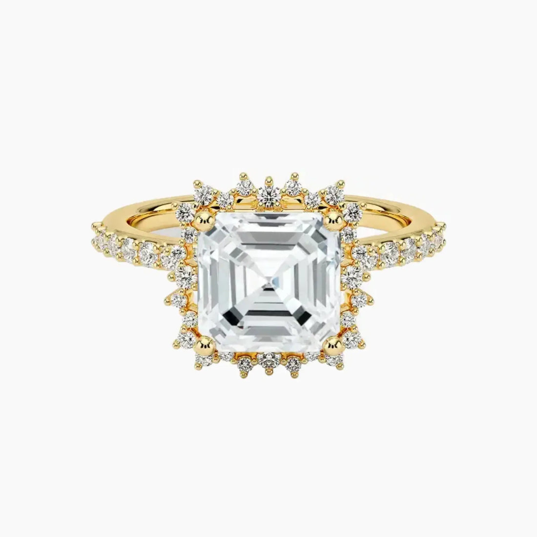 Coraline Asscher Designer Diamond Ring Setting in 18K Yellow Gold