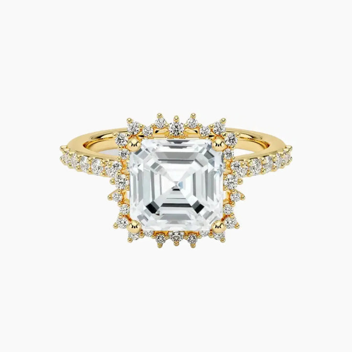 Coraline Asscher Designer 1.5 Carat Lab Grown Diamond Engagement Ring in 18K Yellow Gold
