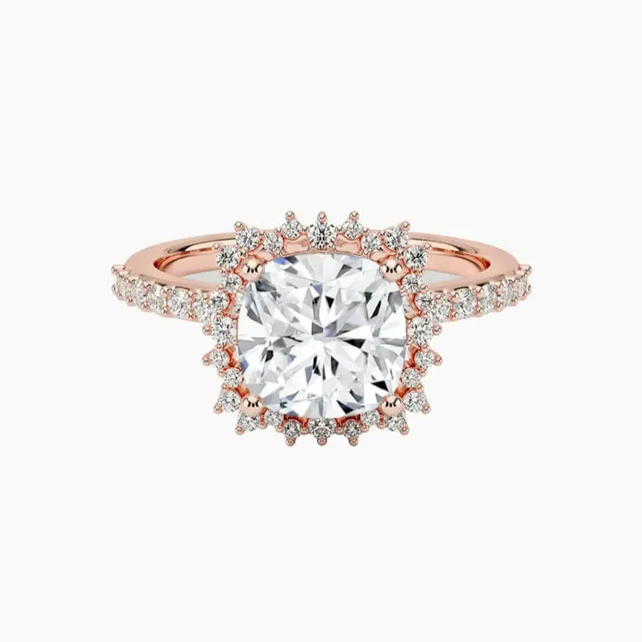 Coraline Cushion Designer 3 Carat Lab Grown Diamond Engagement Ring in 18K Rose Gold