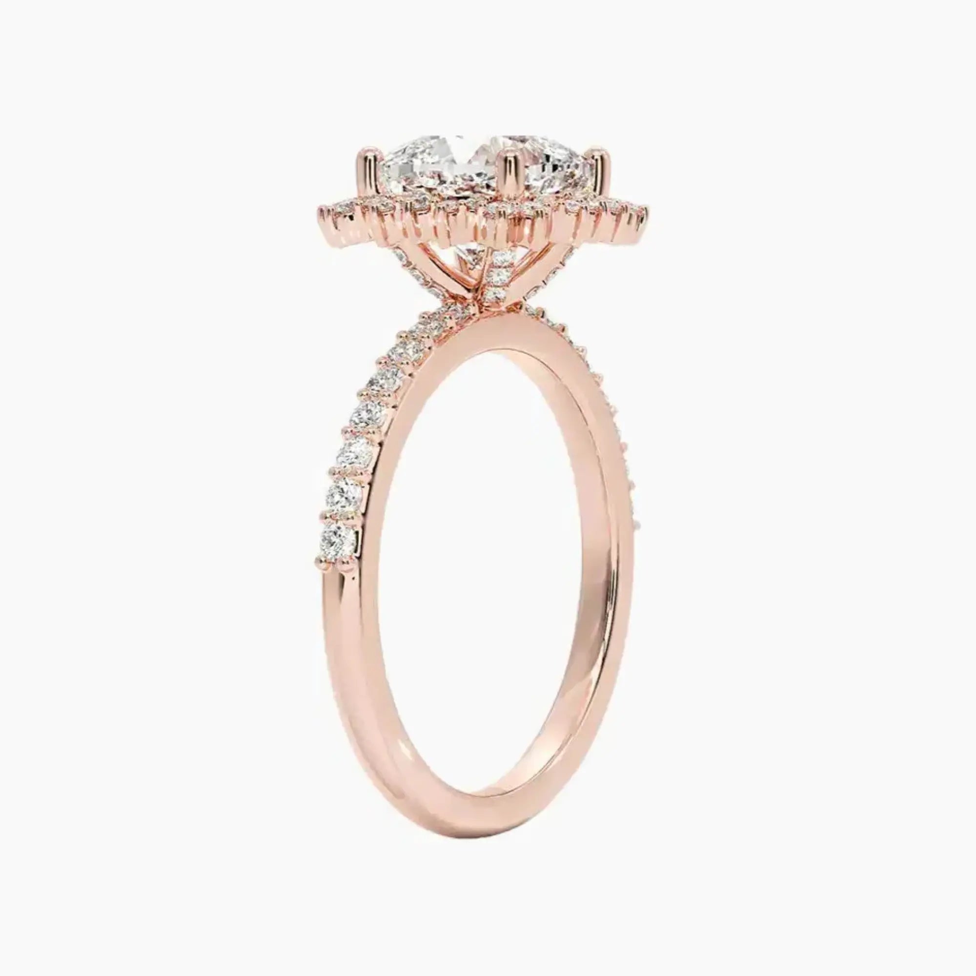 Coraline Cushion Designer 1.5 Carat Lab Grown Diamond Engagement Ring in 18K Rose Gold