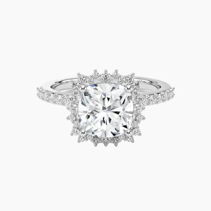 Coraline Cushion Designer 3 Carat Lab Grown Diamond Engagement Ring in 18K White Gold