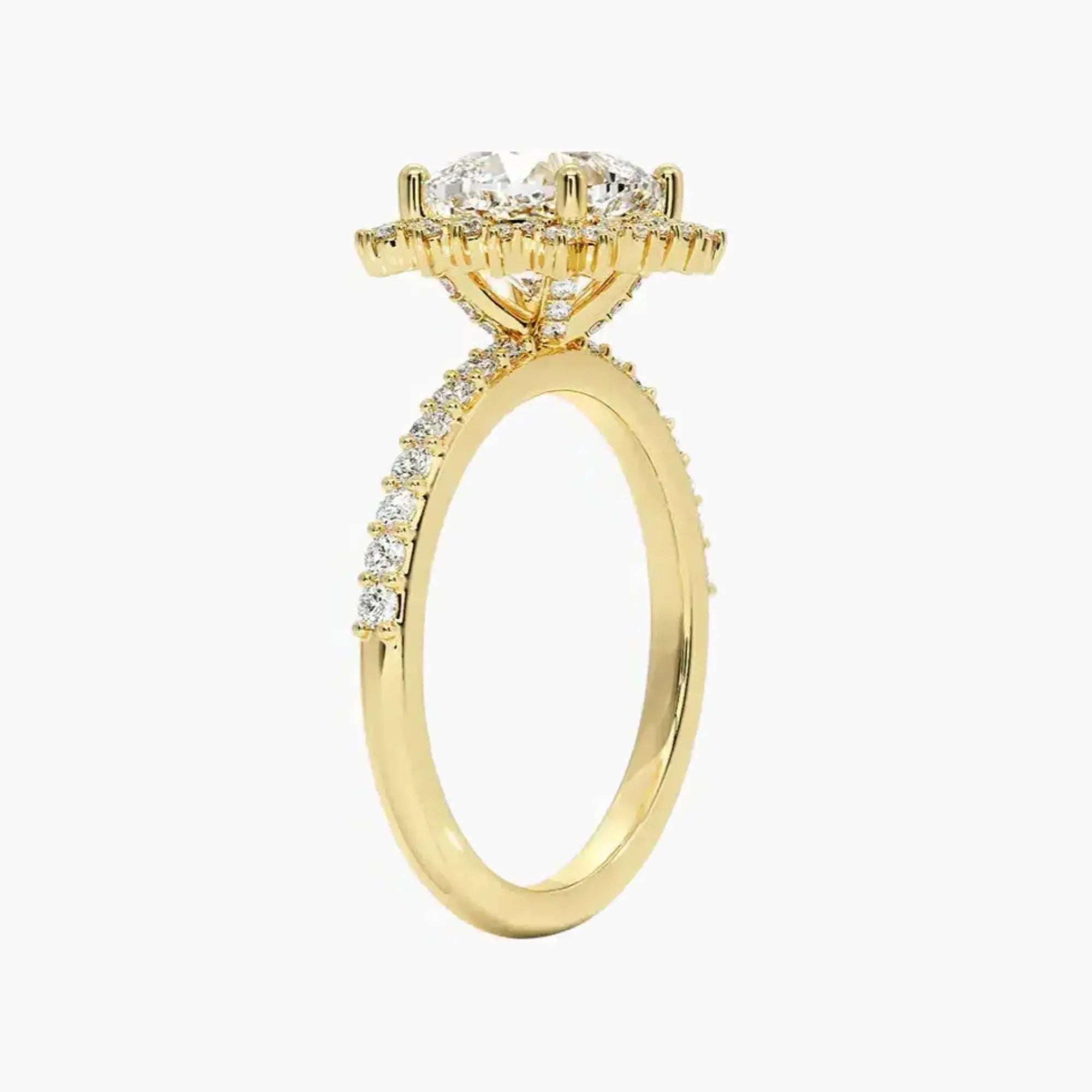 Coraline Cushion Designer 3 Carat Lab Grown Diamond Engagement Ring in 14K White Gold