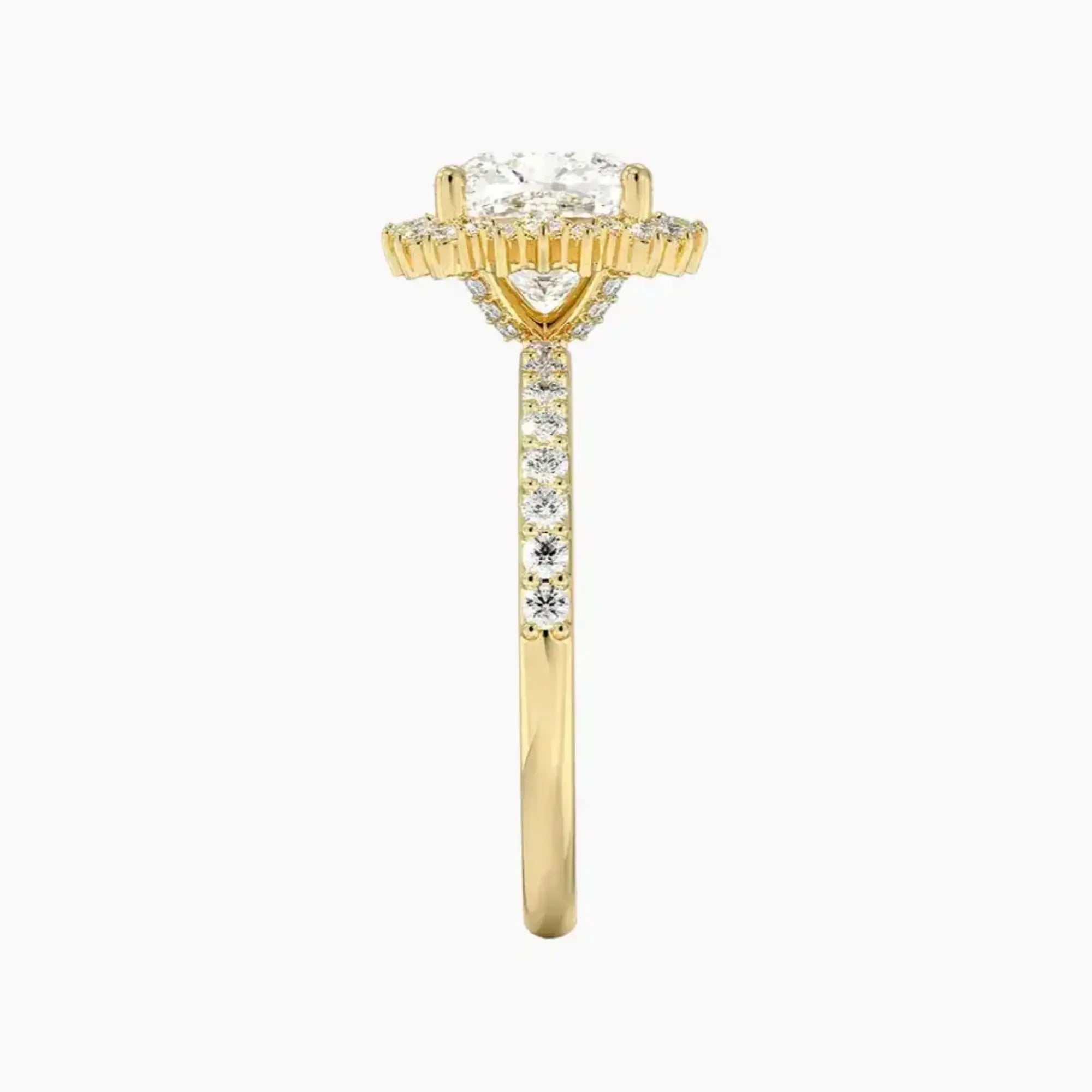 Coraline Cushion Designer 1.5 Carat Lab Grown Diamond Engagement Ring in 14K Yellow Gold
