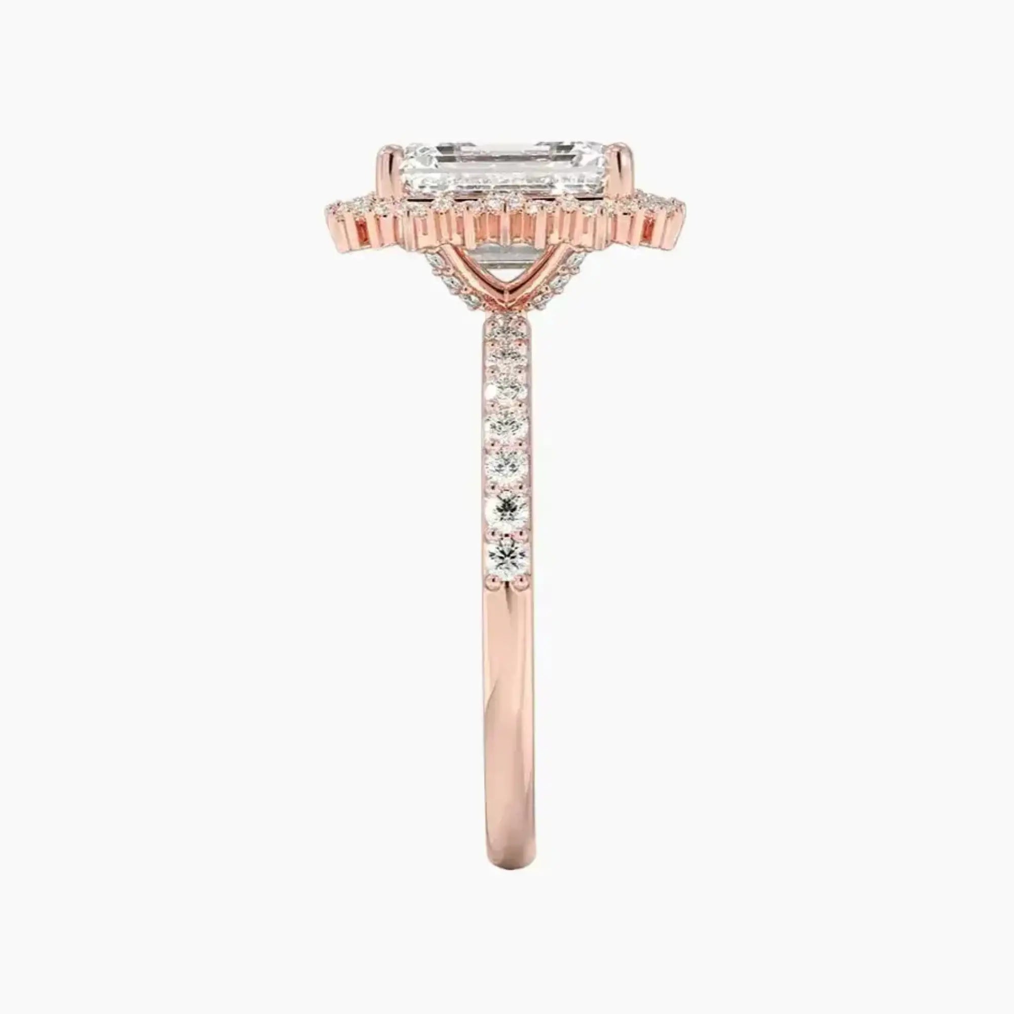 Coraline Emerald Designer 1.5 Carat Lab Grown Diamond Engagement Ring in 18K Rose Gold