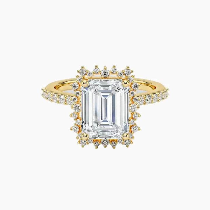Coraline Emerald Designer 3 Carat Lab Grown Diamond Engagement Ring in 18K Yellow Gold