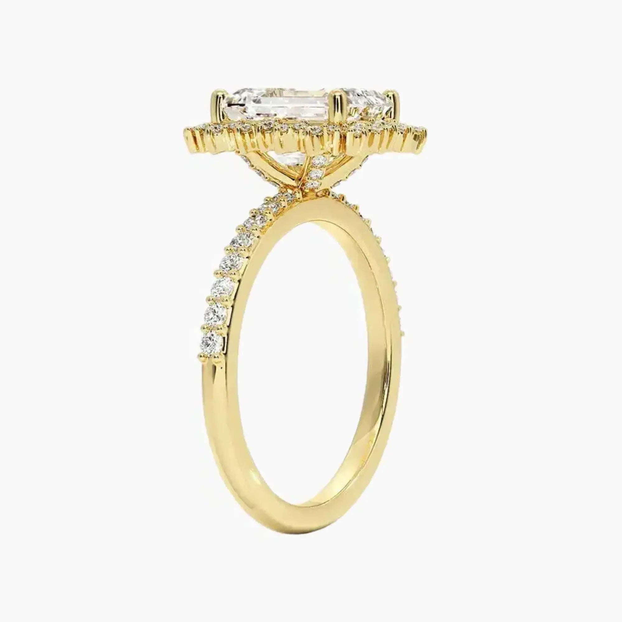 Coraline Emerald Designer 3 Carat Lab Grown Diamond Engagement Ring in 14K Rose Gold