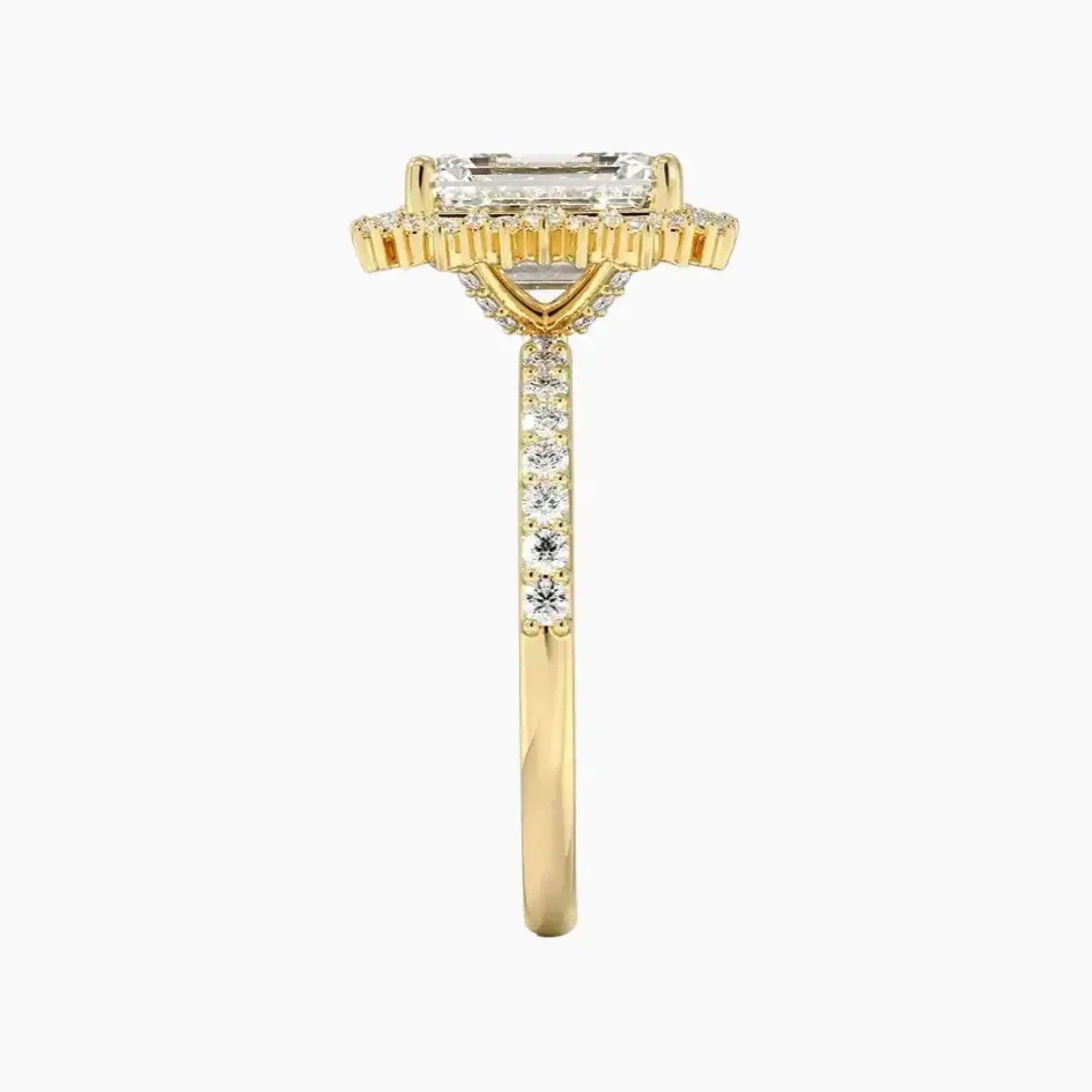 Coraline Emerald Designer 2.5 Carat Lab Grown Diamond Engagement Ring in 18K Yellow Gold