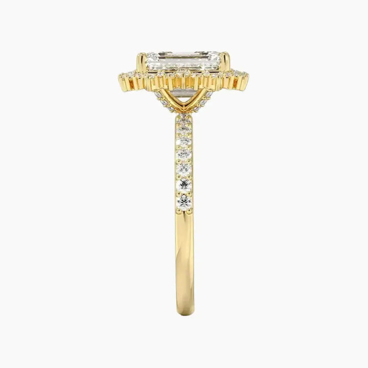 Coraline Emerald Designer 3 Carat Lab Grown Diamond Engagement Ring in 18K Rose Gold