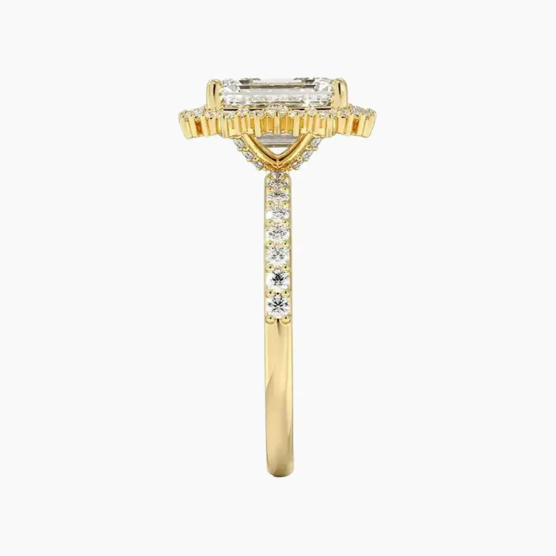 Coraline Emerald Designer 3 Carat Lab Grown Diamond Engagement Ring in 18K Yellow Gold