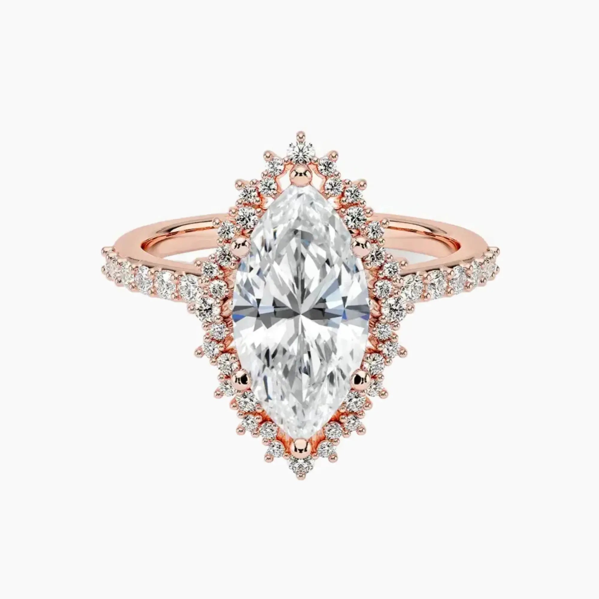 Coraline Marquise Designer Diamond Ring Setting in 18K Rose Gold