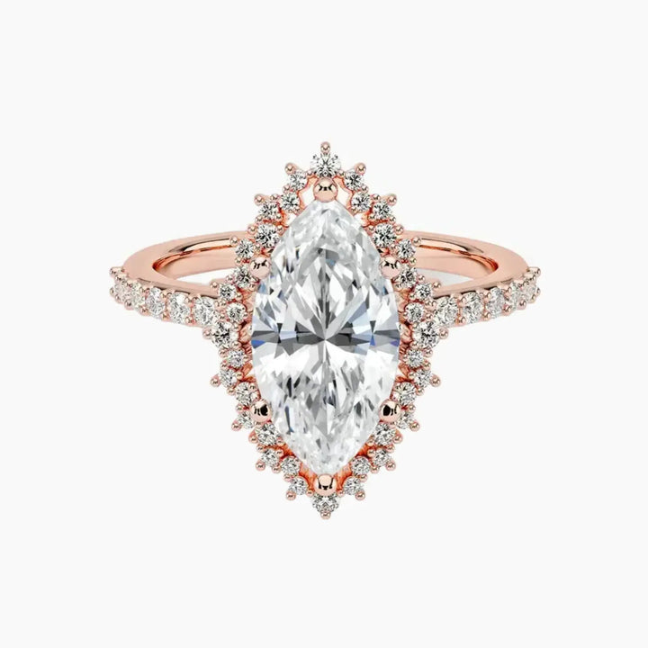 Coraline Marquise Designer 3 Carat Lab Grown Diamond Engagement Ring in 14K Rose Gold