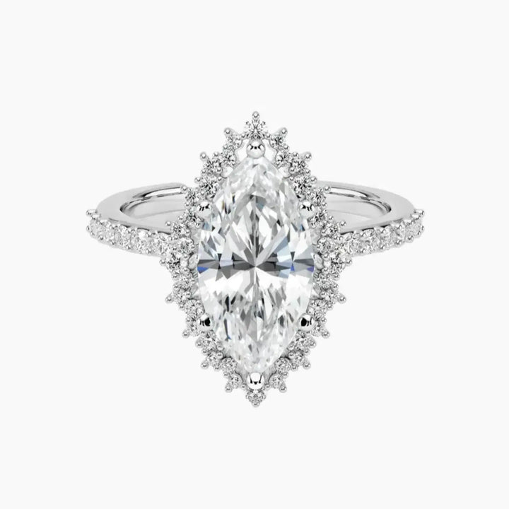 Coraline Marquise Designer 3 Carat Lab Grown Diamond Engagement Ring in 14K White Gold