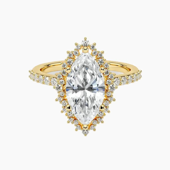 Coraline Marquise Designer 2.5 Carat Lab Grown Diamond Engagement Ring in 18K Yellow Gold