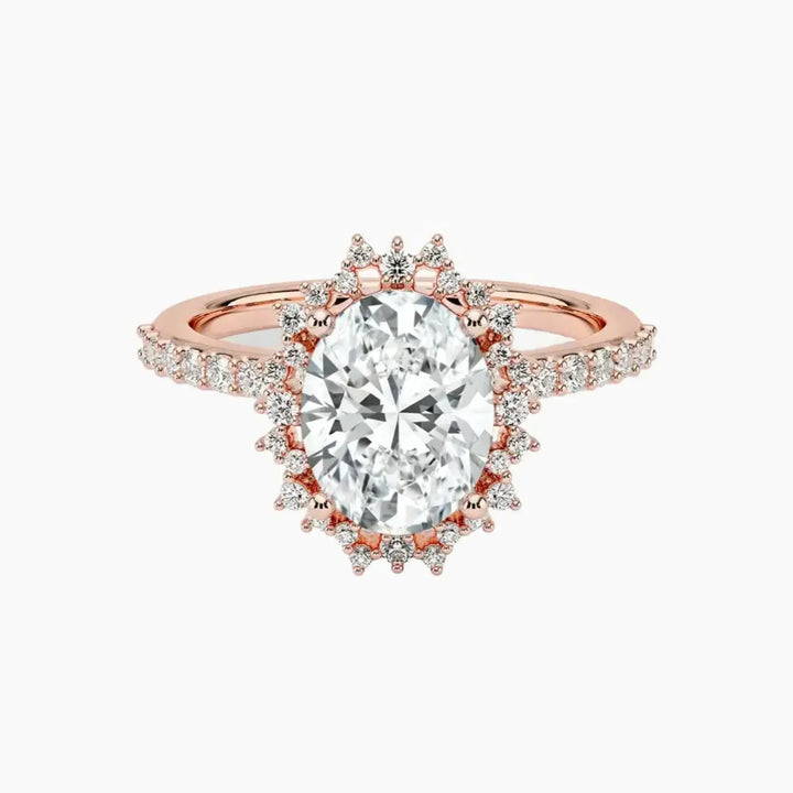Coraline Oval Designer 3 Carat Lab Grown Diamond Engagement Ring in 18K Rose Gold