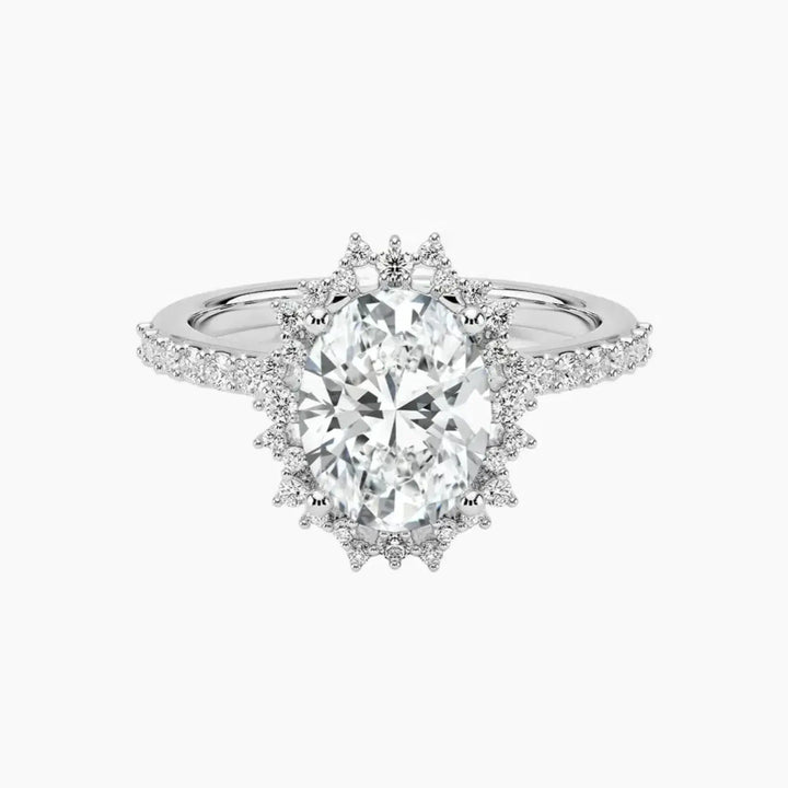 Coraline Oval Designer 3 Carat Lab Grown Diamond Engagement Ring in 14K White Gold