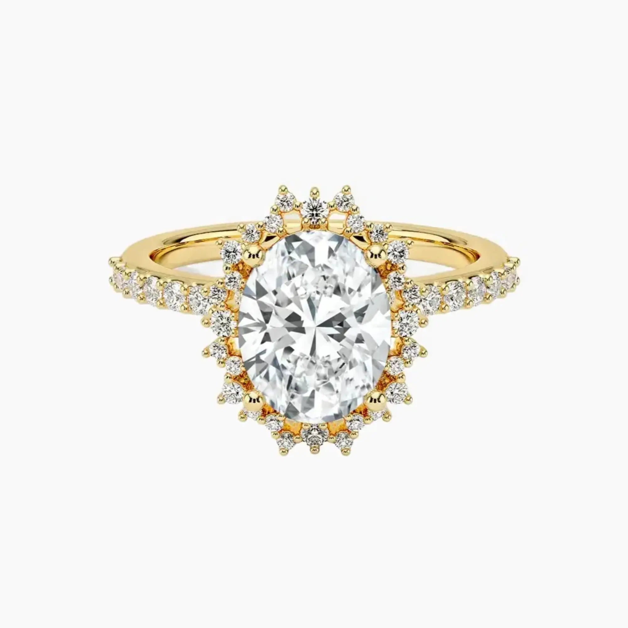 Coraline Oval Designer 1 Carat Lab Grown Diamond Engagement Ring in 18K Yellow Gold