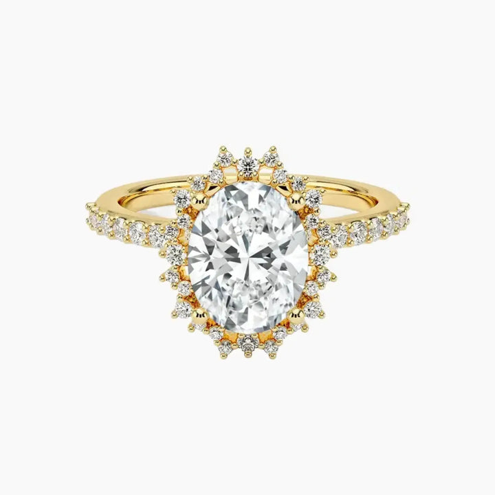 Coraline Oval Designer 2.5 Carat Lab Grown Diamond Engagement Ring in 18K Yellow Gold