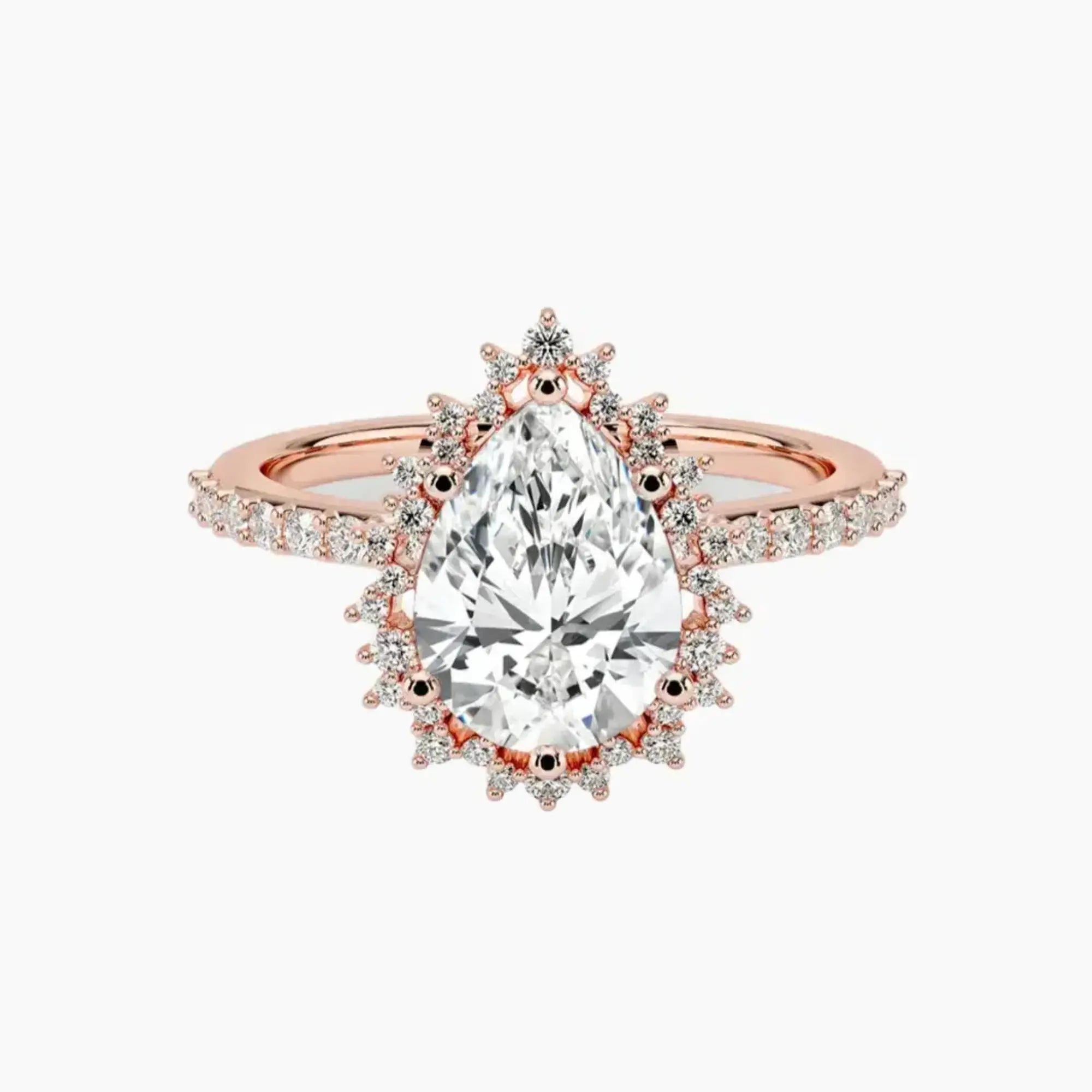 Coraline Pear Designer 2 Carat Lab Grown Diamond Engagement Ring in 18K White Gold