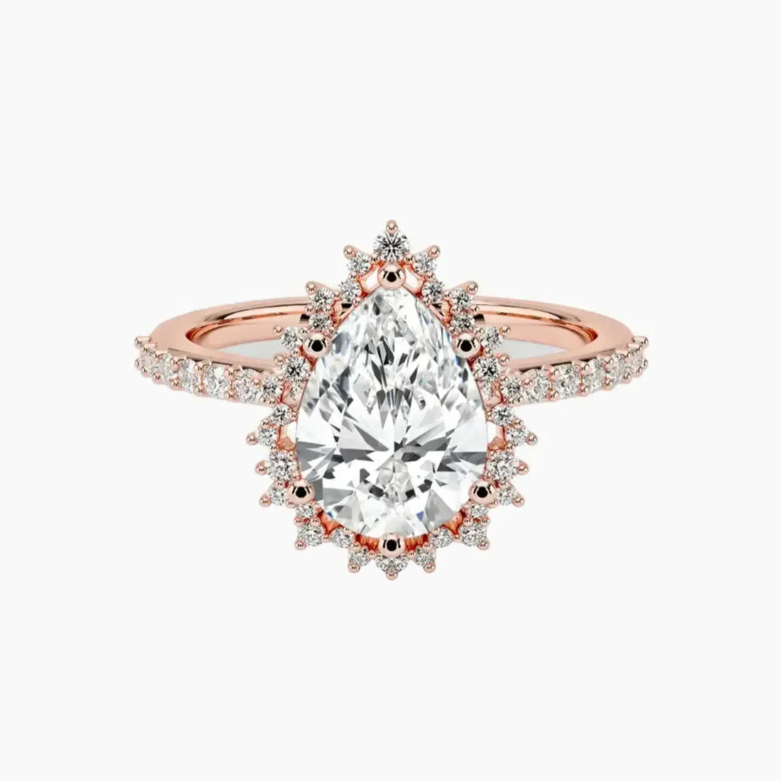 Coraline Pear Designer 1.5 Carat Lab Grown Diamond Engagement Ring in 14K White Gold