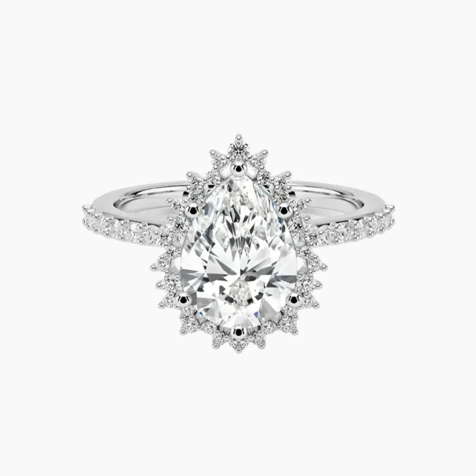 Coraline Pear Designer Diamond Ring Setting in 14K White Gold