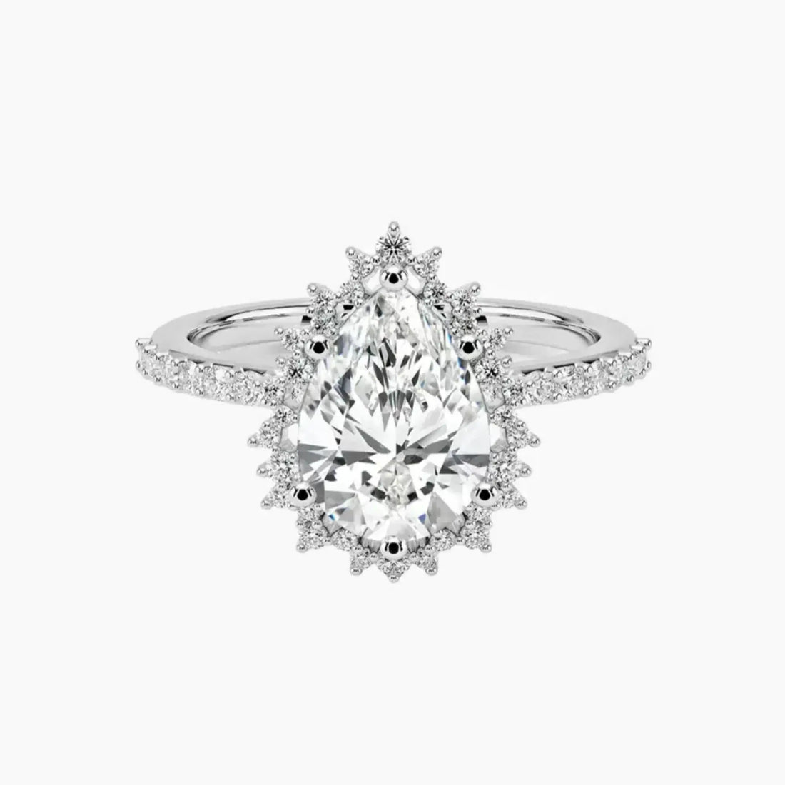 Coraline Pear Designer 2 Carat Lab Grown Diamond Engagement Ring in 18K Rose Gold