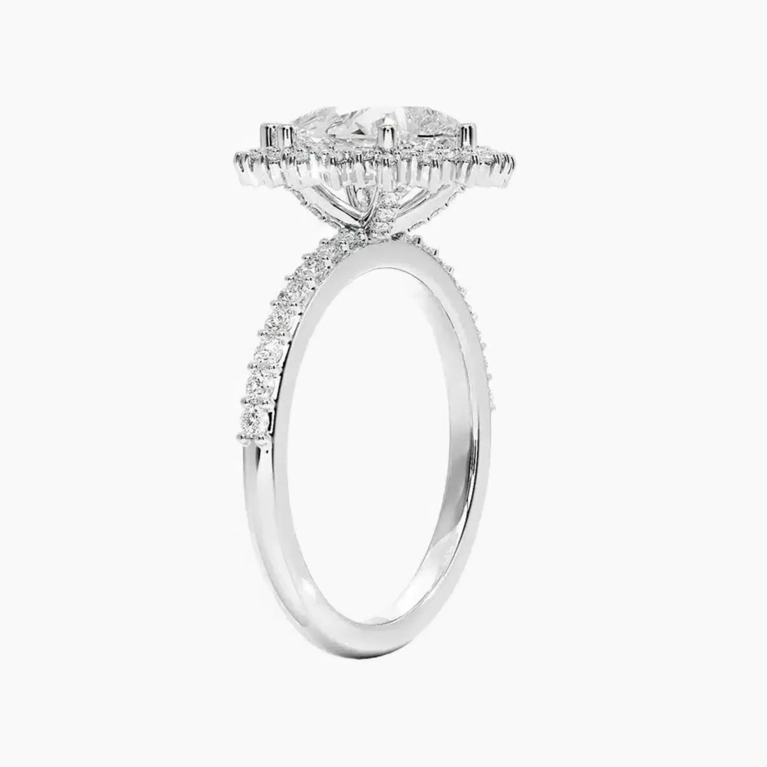Coraline Pear Designer 1 Carat Lab Grown Diamond Engagement Ring in 14K White Gold