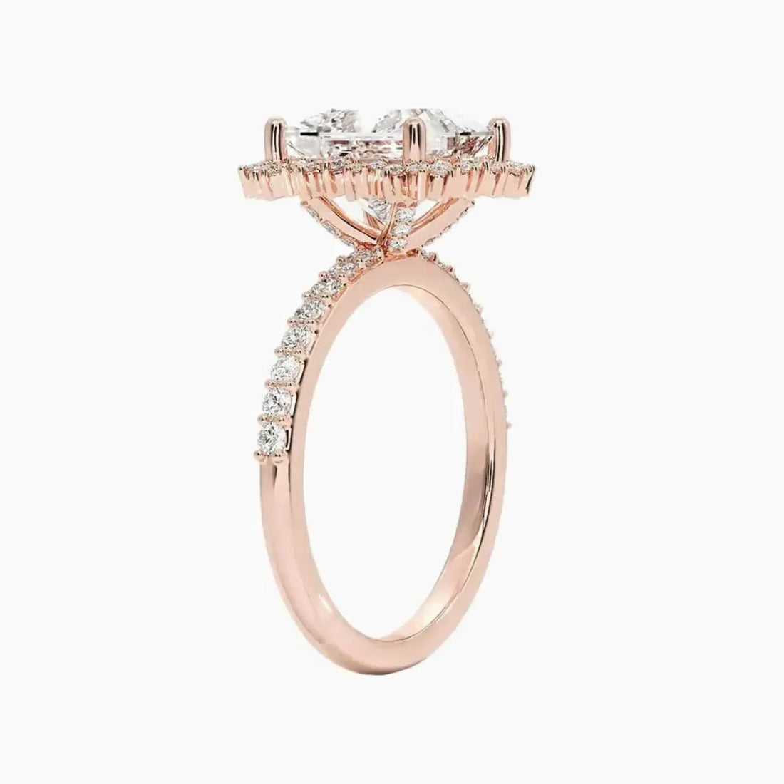 Coraline Princess Designer 3 Carat Lab Grown Diamond Engagement Ring in 14K Rose Gold