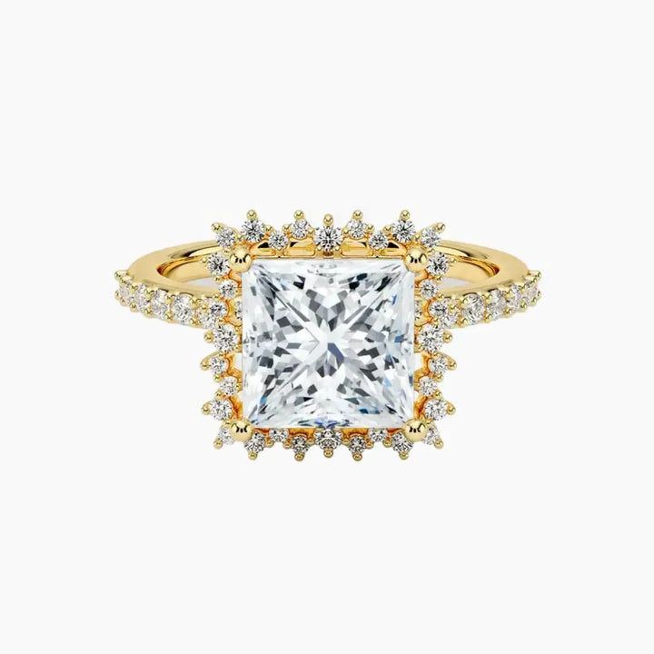 Coraline Princess Designer 3 Carat Lab Grown Diamond Engagement Ring in 14K Yellow Gold